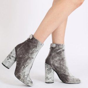 Public Desire Round Heel Ankle Boots in Velvet